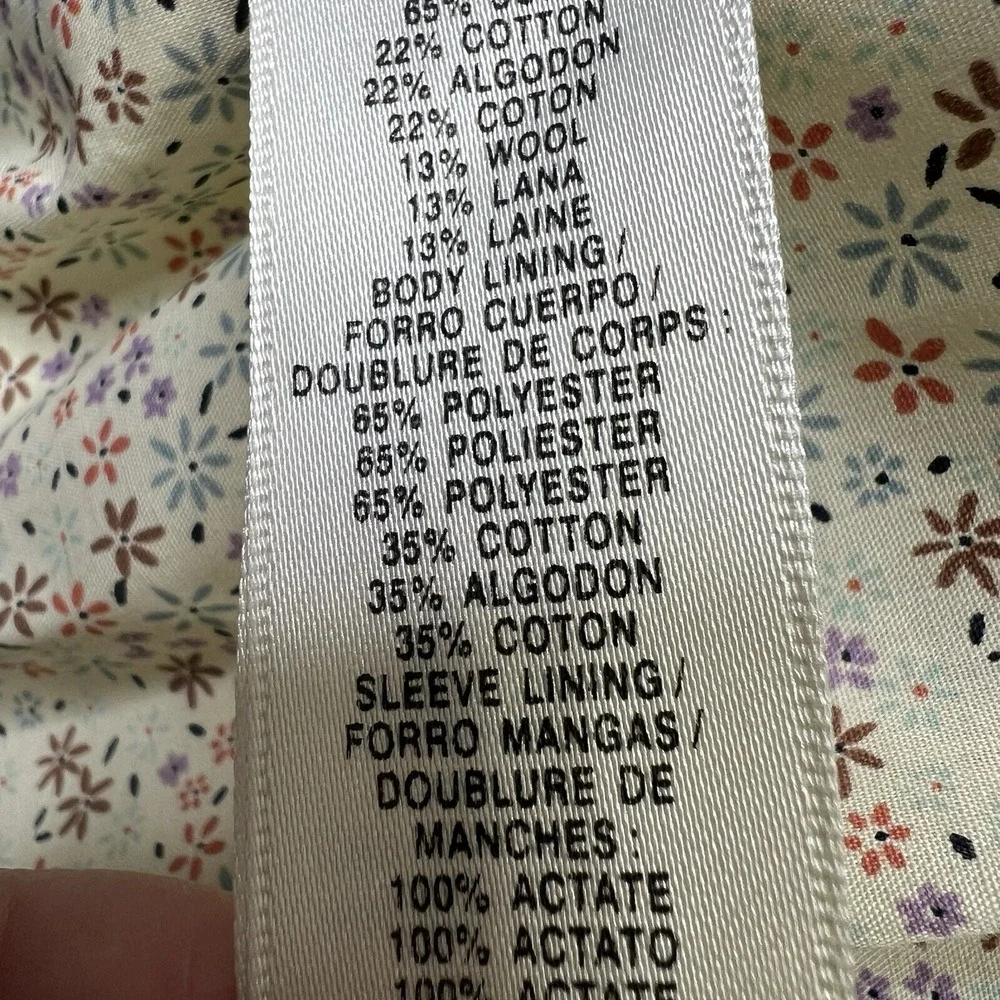 Original Penguin Silk Wool Cotton Zip Coat Jacket Cream Floral Lined Sz‎ 4 Prep